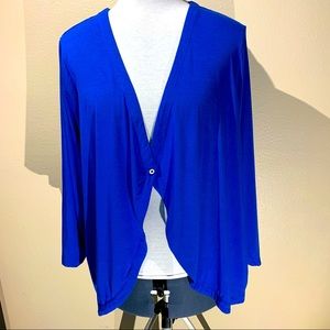 Kim Rogers Royal Blue Open Cardigan. Size 3X